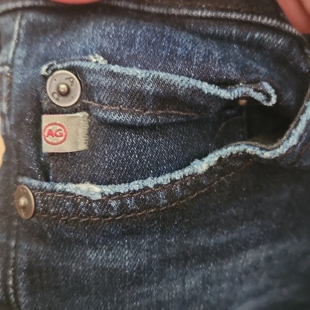 AG Jeans Anthropologie Mari Mid Rise Cigarette Stretch‎ Straight Raw Hem Size 24